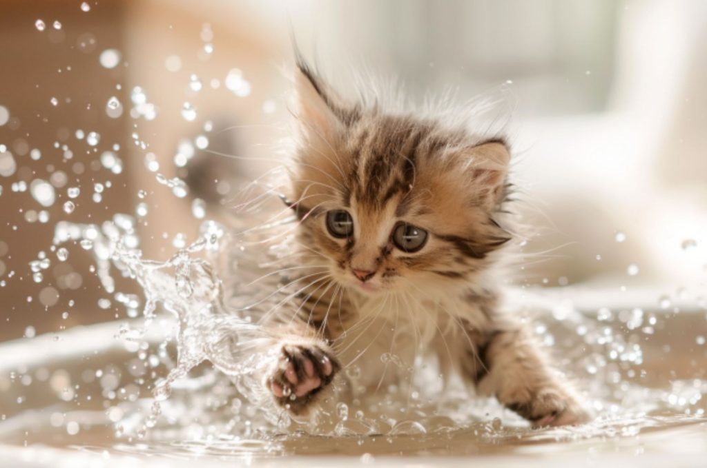 bain pour chat maine coon chaton